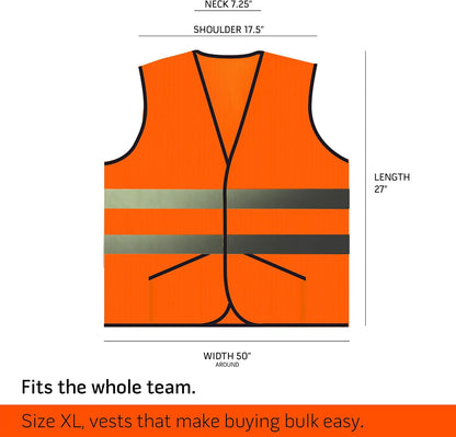 PeerBasics Pocket Safety Vest Bulk Pack Reflective High Visibility Men Women