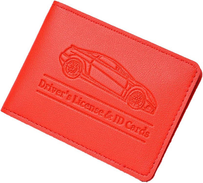 Car Registration and Insurance Holder, Leather Vehicle Document Card Glove Box Organizer, Essential Small Auto Driver License Case, Universal Automotive Interior Accessories(Black)