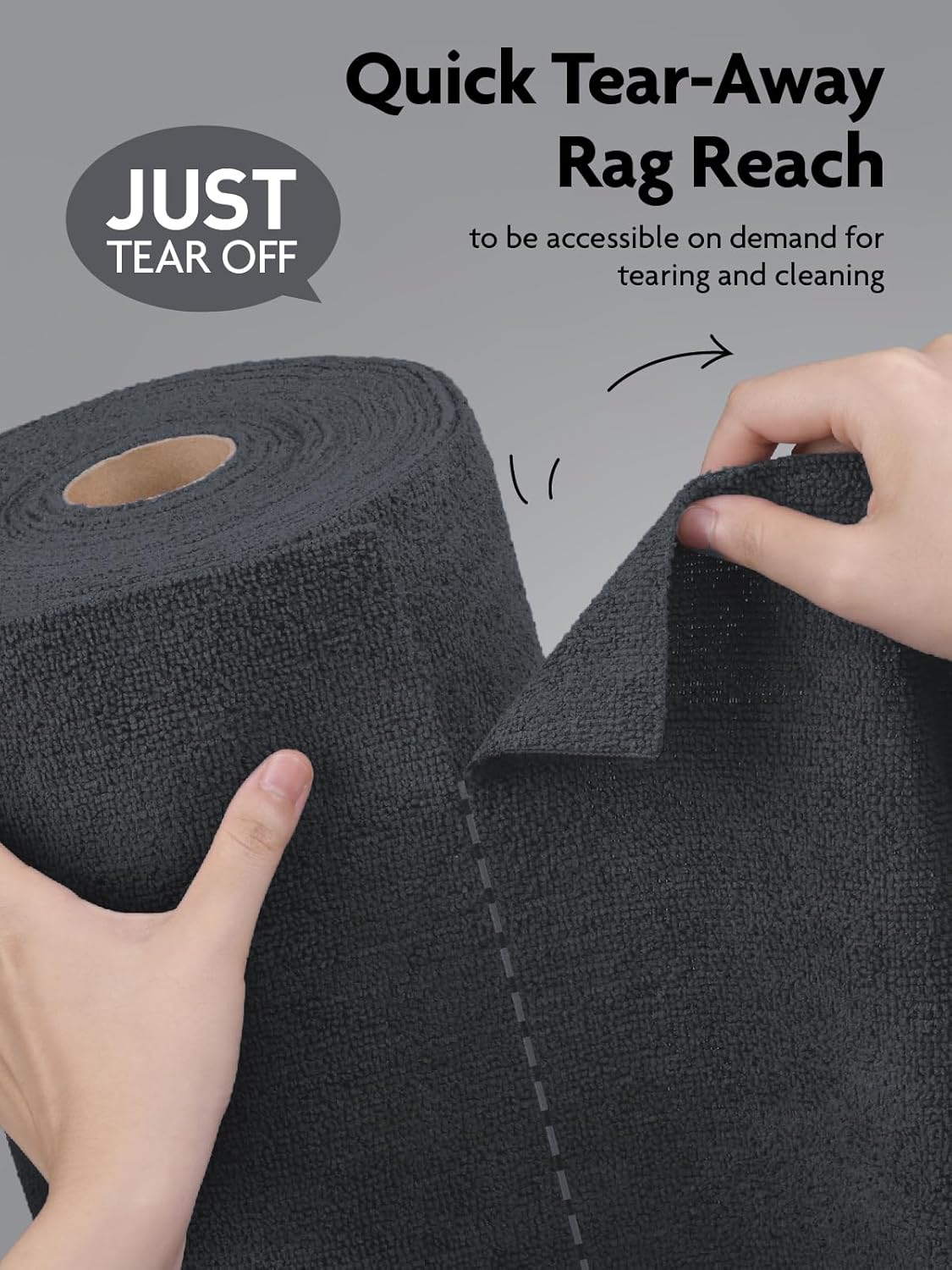 Fantasticlean Microfiber Cleaning Cloth Roll -75 Pack, Tear Away Microfiber Towels, 12" x 12", Reusable, Washable, Scratch Free, Ultra Absorbent for All-Around Cleaning Supplies (DimGray)