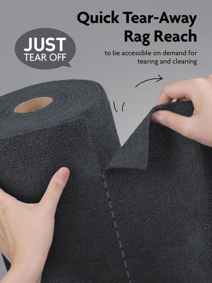 Fantasticlean Microfiber Cleaning Cloth Roll -75 Pack, Tear Away Microfiber Towels, 12" x 12", Reusable, Washable, Scratch Free, Ultra Absorbent for All-Around Cleaning Supplies (DimGray)