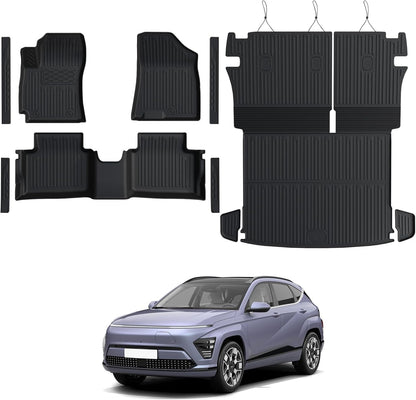 Floor Mats for Hyundai Elantra Gas 2021-2026, All Weather Floor Mats Trunk Cargo Liner and Door Sill Guards Accessories, Full Coverage Set (Not fit Hybrid Models)