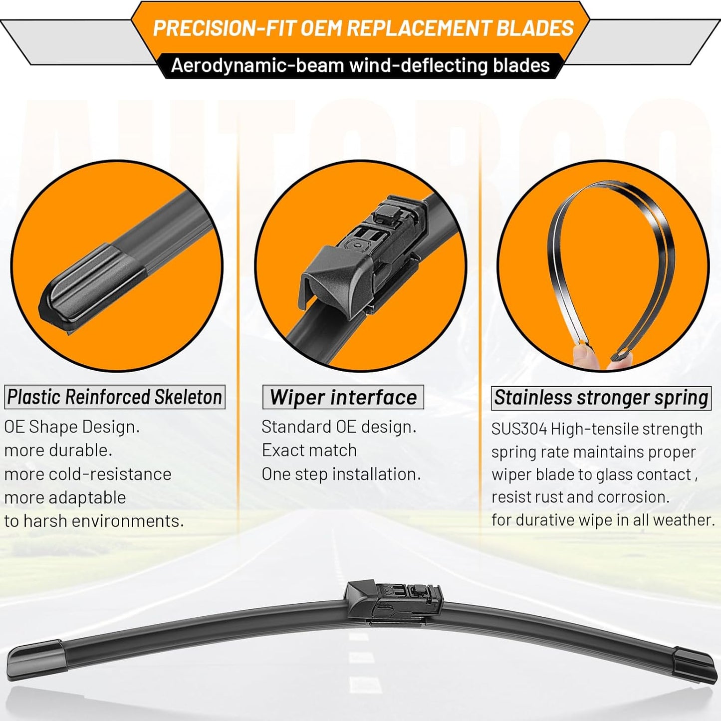 AUTOBOO 26"+19" Windshield Wipers Replacement for Tesla Model 3 2017 2018 2019 2020 2021 2022 2023 2024 2025 Model Y 2020 2021 2022 2023-2025 -Original Factory Quality (Pack of 2) - Colors B
