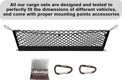 Muslogy Truck Bed Cargo Net Trunk Netting Compatible with 2023-2025 2026 Honda CR-V Accessories, Pickup Cargo Organizer SUV Sedan Storage Net w/Heavy Duty Carabiners - Colors B
