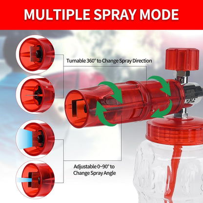 BEAR FORCE Pressure Washer Spray Gun Power Washer Short Gun with M22-ID14mm & Foam Cannon Foam Gun with 5 Nozzles Tips #035 & 3/8'' Quick Connector Swivel, Additional Orifice Nozzle 1.10mm Car Washing