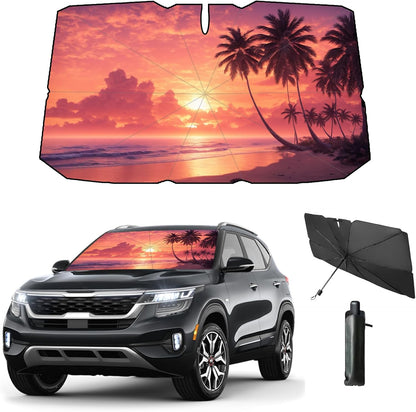 Windshield Sun Shade 2025 Car Accessories 100% Blackout Car Front Windsow Shades Umbrella Automotive Sun Visor Block Heat Insulation Protection (Black Eyes)