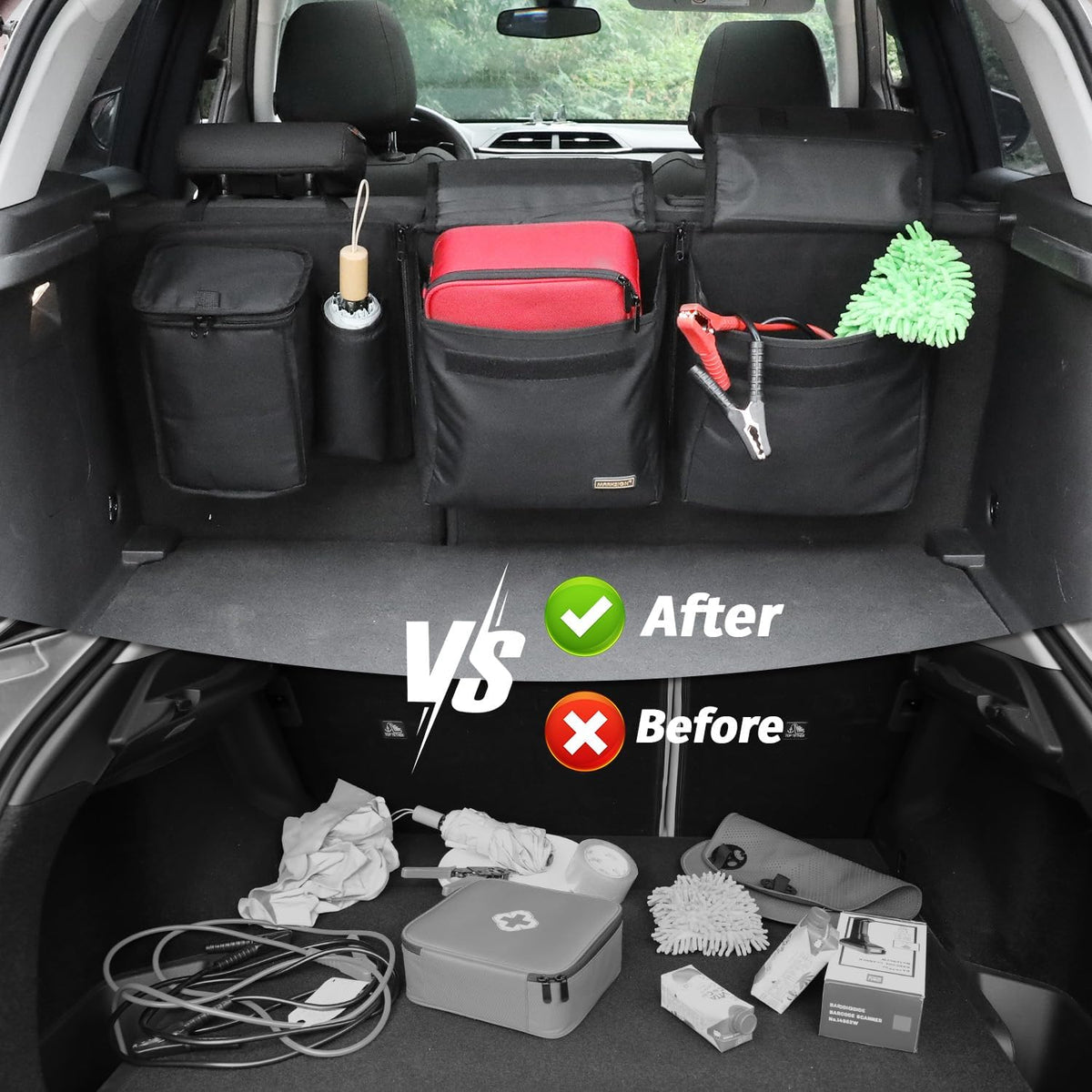 Deluxe Trunk and Backseat Organizer for Medium or Large Size SUVs & RVs, Detachable Storage Modules with Built-in Cooler, Patent Pending