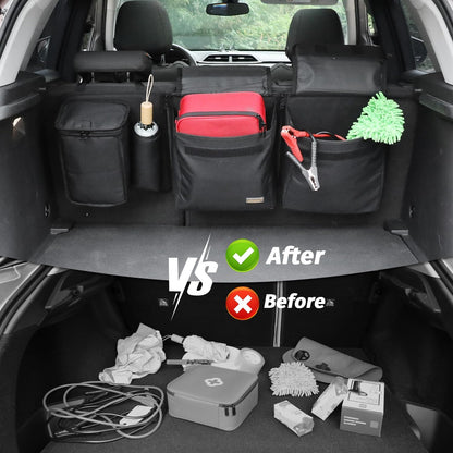 Deluxe Trunk and Backseat Organizer for Medium or Large Size SUVs & RVs, Detachable Storage Modules with Built-in Cooler, Patent Pending