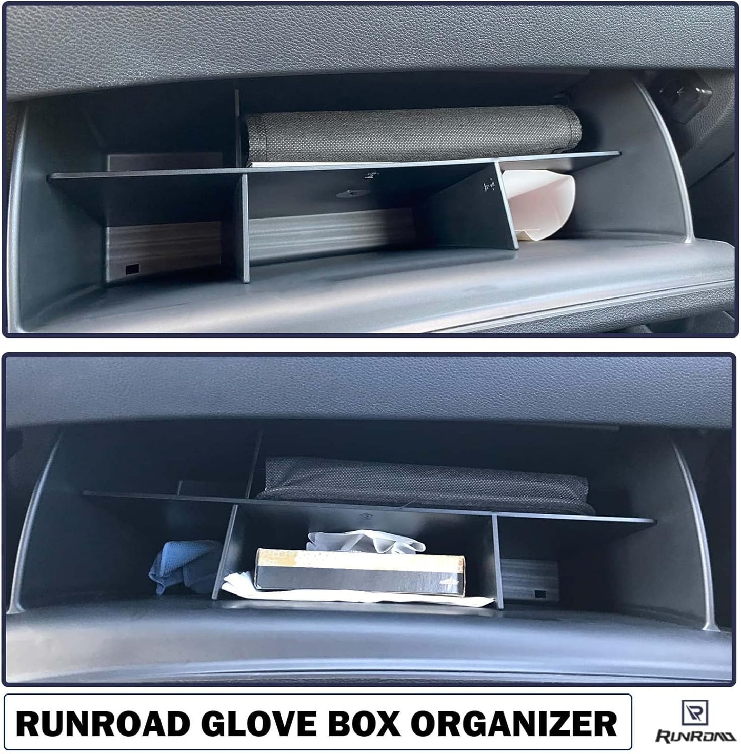 RUNROAD Glove Box Organizer Compatible with Honda Pilot (2016-2022)/ Ridgeline (2017-2023)/ Passport (2019-2023) Accessories, Interior Storage Box Grid Insert Compartment Divider