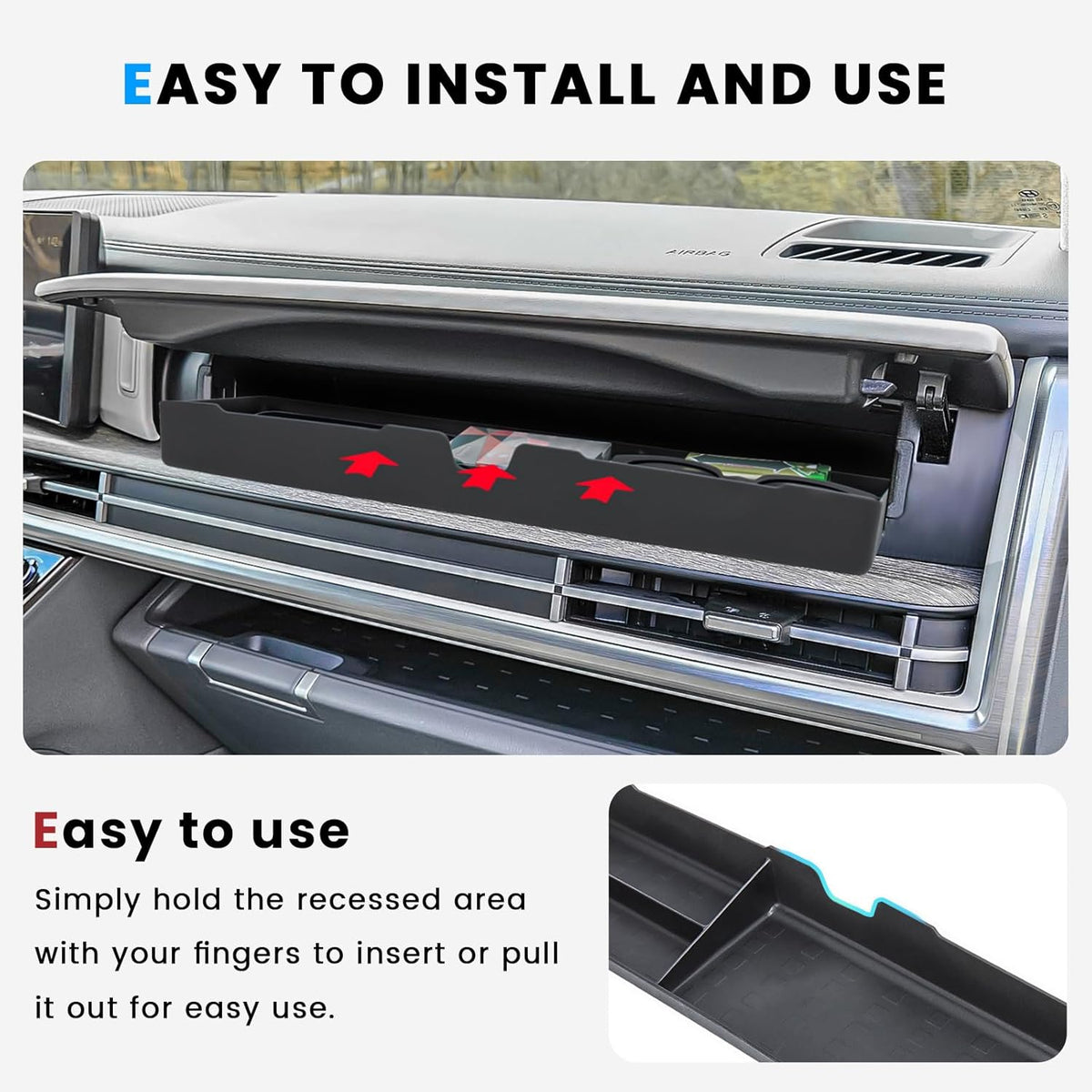 Glove Box Divider Organizer Compatible with 2024 2025 2026 Hyundai Santa Fe Insert Divider Tray ABS Secondary Storage Interior Accessories