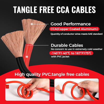 4 Gauge Jumper Cables for Car, 25FT Jumper Cable for SUV and Trucks Battery, Heavy Duty Automotive Booster Cables for Jump Starting Dead or Weak Batteries with Carry Bag