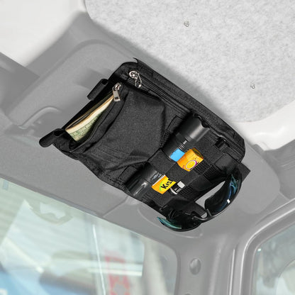 1 Pack Multi-Functional Car Sun Visor Organizer With Micro ID Carrier Pocket, Molle Tactical Visor Organizer Bag,Truck Visor Organizer Auto Accessories Sunglass Holder
