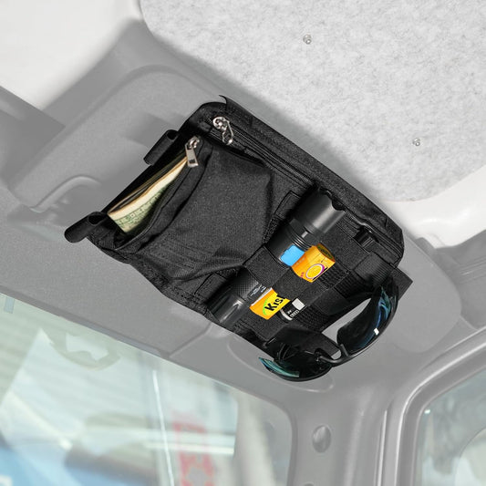 1 Pack Multi-Functional Car Sun Visor Organizer With Micro ID Carrier Pocket, Molle Tactical Visor Organizer Bag,Truck Visor Organizer Auto Accessories Sunglass Holder