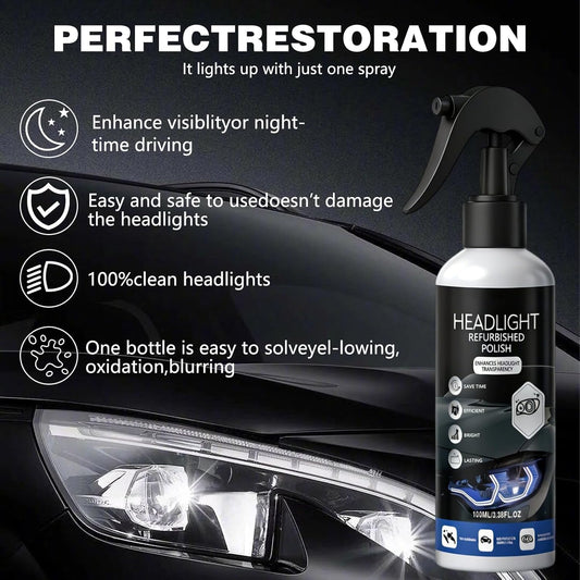 2Pcs Car Headlight Restoration Polishing Kits,Headlight Restoration Kit,Multifunctional Car Headlight Polishing for All Vehicle Types,Headlight Cleaner and Restorer Kit (100ml+20ml)