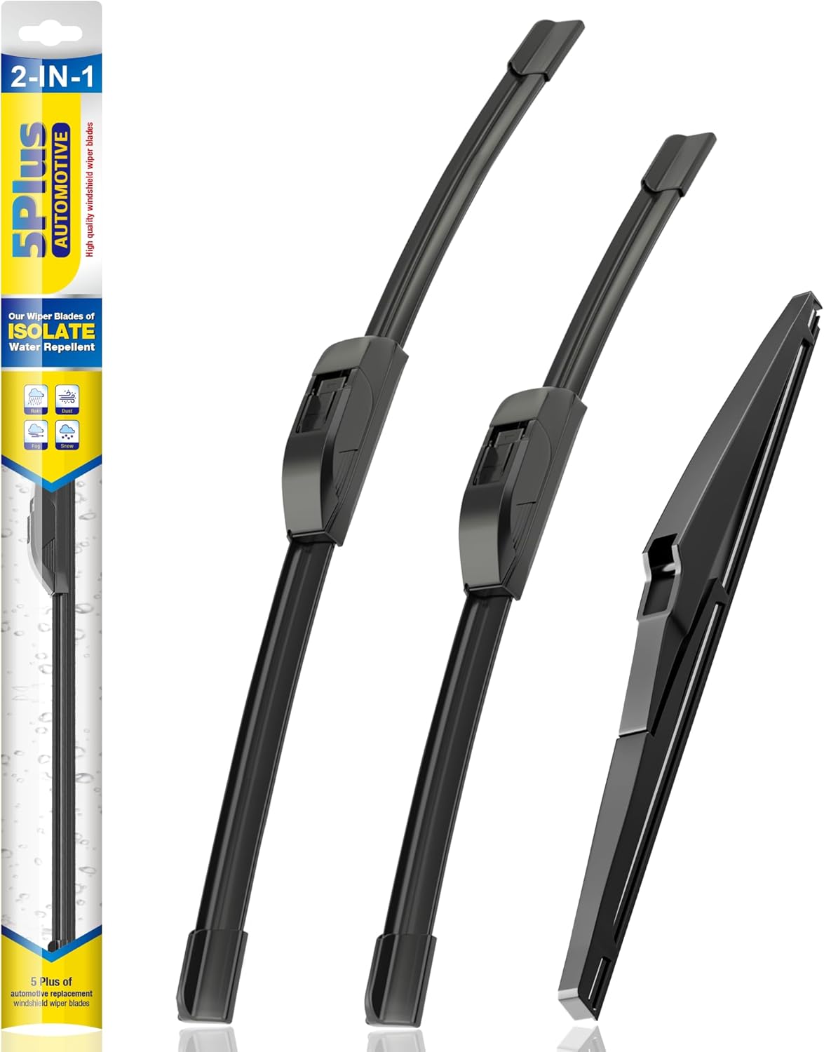 5 PLUS® Silicone Windshield Wipers Replacement for 2019-2024 Toyota RAV4/ 2006-2015 Mazda 5 Wiper Blades(Set of 3), Windshield Wiper Blades For My Car-26"/16"/12" - Colors A