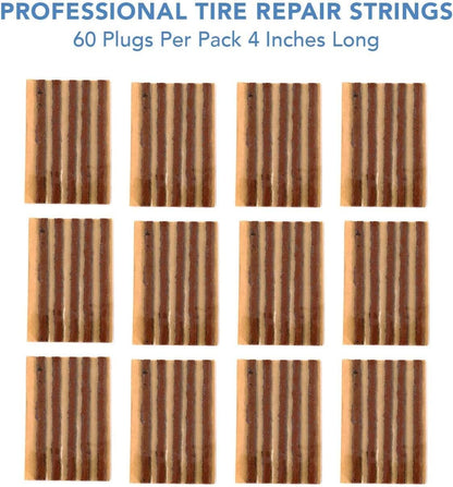 CKAuto 30pcs 4" Black Tire Repair Strings, Automotive Tool Tire Repair Plugs for Tubeless Off-Road Tires Car, Bike, ATV, UTV, Wheelbarrow, Mower