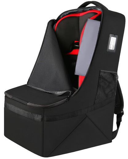 YOREPEK Padded Car Seat Travel Bag Backpack for Airplane, Heavy Duty Car Seat Bags for Air Travel, Carseat Cover for Airplane Travel with Shoulder Strap, Car Seats Carrier for Airport, Black