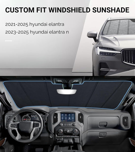 Pigenius Windshield Sun Shade for Hyundai Elantra 2021-2026 Elantra N 2023-2025, Reversible Silver/Black