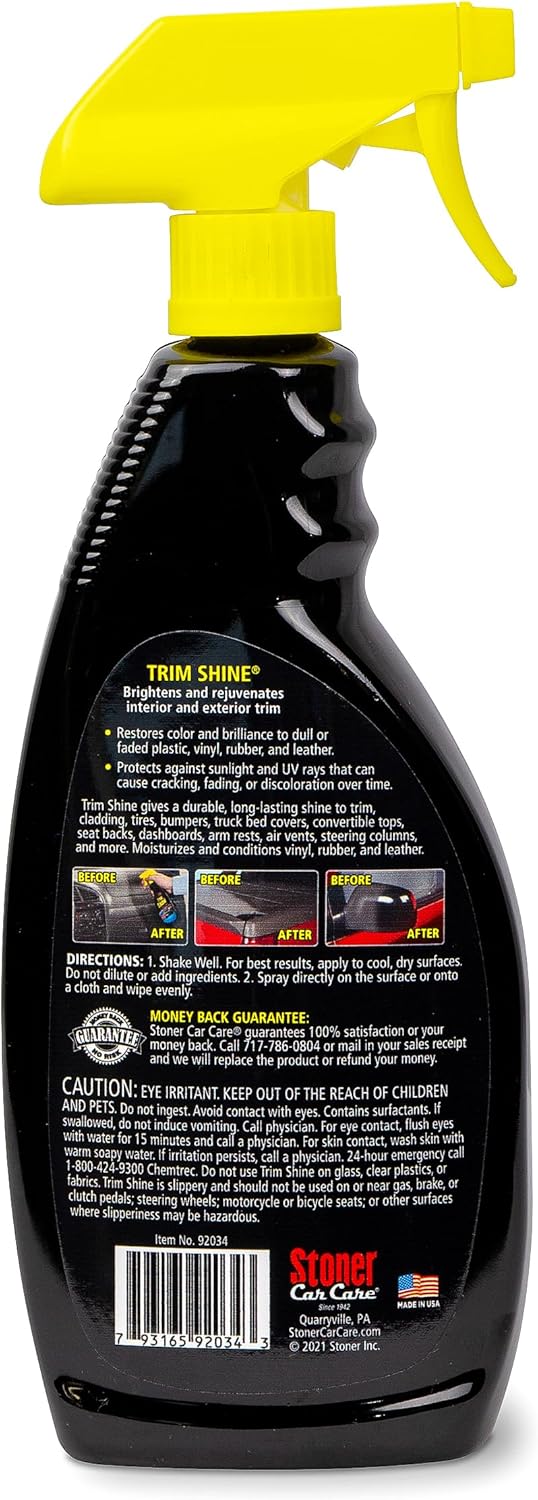 Stoner Car Care 92034-2PK Trim Shine – Black Trim and Plastic Restorer for Cars – Vinyl and Plastic Trim Protectant Coating for Interior and Exterior Use – Water-Based Formula – 22 fl oz (Pack of 2)