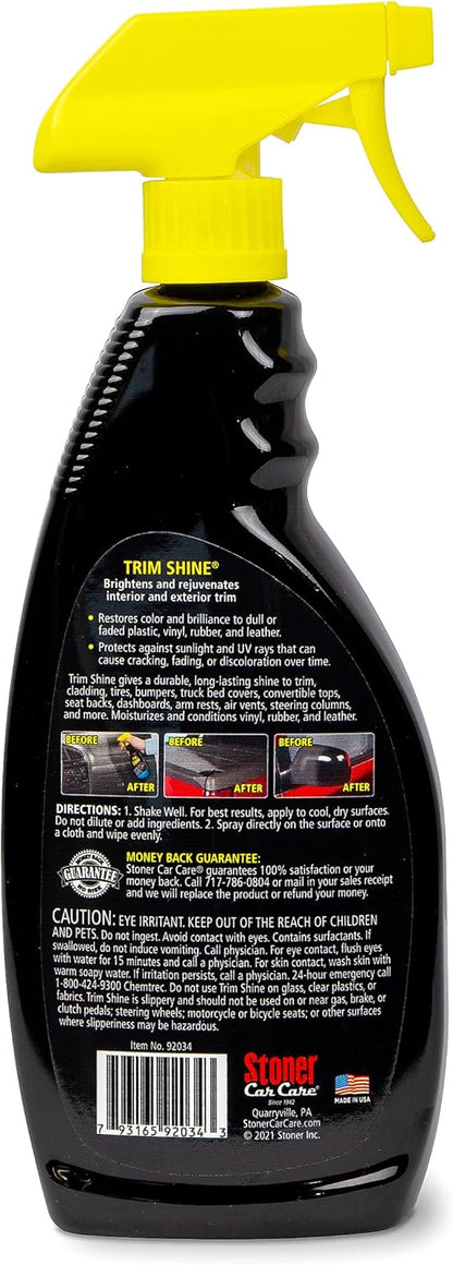 Stoner Car Care 92034-2PK Trim Shine – Black Trim and Plastic Restorer for Cars – Vinyl and Plastic Trim Protectant Coating for Interior and Exterior Use – Water-Based Formula – 22 fl oz (Pack of 2)