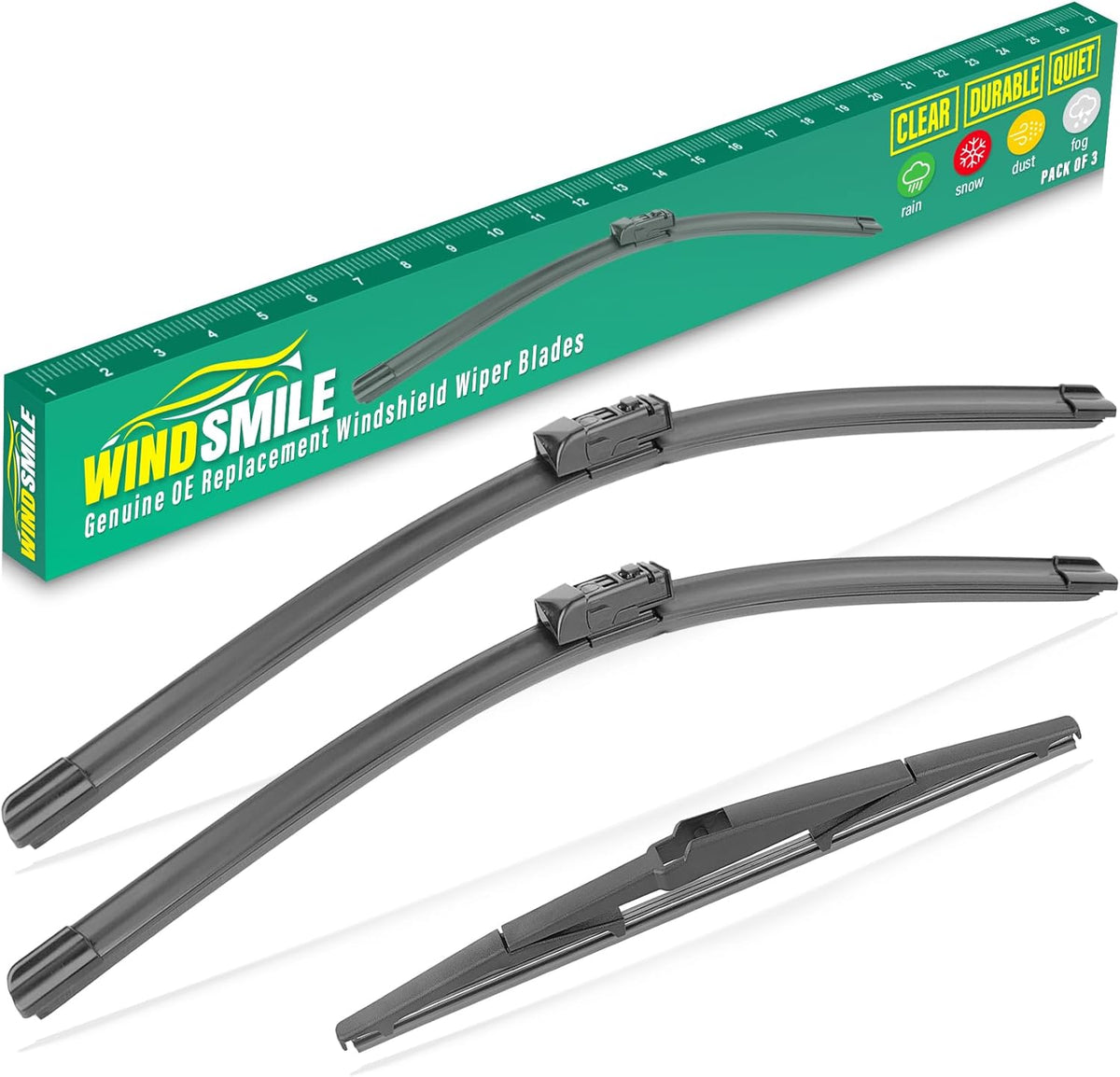 26" 16" 12" Windshield Wiper Blades Replacement for Toyota RAV4 2019 2020 2021 2022 2023 2024 2025 RAV 4 / Mazda 5 2006-2015 Premium All Weather Front Rear Wipers Set - OEM Quality (Pack of 3) - Colors A