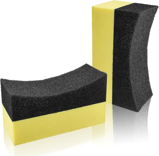 Uenhoy 4 Pcs Tire Contour Dressing Applicator Pads Tire Dressing Shine Sponge, Color Polishing Sponge Wax Buffing Pads for Car Class & Painted Steel & Porcelain
