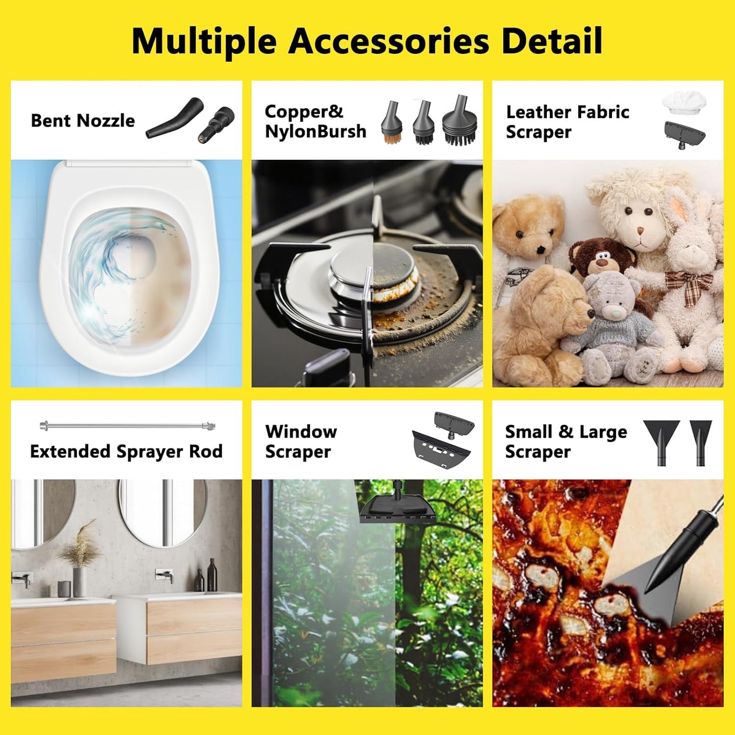 2026 New 3 Level Adjustable Pressurized Handheld Steam Cleaner for Home, 10s Heat-Up Handheld Steamer for Cleaning, 1.6 Qt Tank Portable Steam Cleaner Handheld for Car (Yellow, 1 Set)