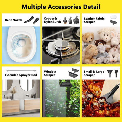2026 New 3 Level Adjustable Pressurized Handheld Steam Cleaner for Home, 10s Heat-Up Handheld Steamer for Cleaning, 1.6 Qt Tank Portable Steam Cleaner Handheld for Car (Yellow, 1 Set)