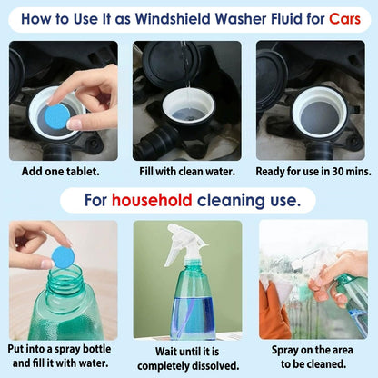 210 PCS Windshield Washer Cleaning Tablets, Car Glass Cleaner Concentrate, Effervescent Formula for Auto and Windows