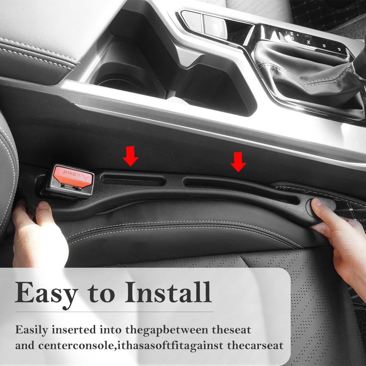 Car Seat Gap Filler 2-Pack, Universal Car Seat Gap Filler Organizer, Seat Gap Plug – Fills Gap Between Seat & Console, Drop-Proof Guard for Phones, Keys & Cards, Fits Cars, SUVs, Trucks, Black