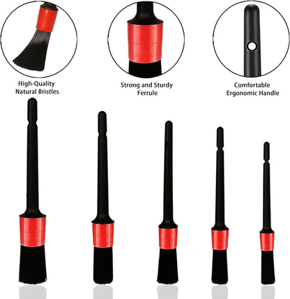 Ultra-Soft Car Detailing Brush Set, Scratch-Free Cleaning Brushes for Interior and Exterior, Air Vents, Dashboard, Wheels, Engine Bay, and Leather Surfaces