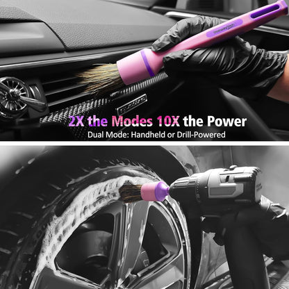 YeewayVeh Car Detailing Brush Set, 3 Pack Ultra Soft Boars Hair Detailing Brushes for Leather Seat Air Vents Engine Bay, Auto Detail Brushes Car Detailing for Interior Exterior, Indigo