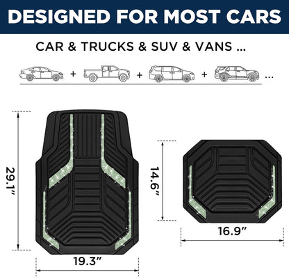 PIC AUTO Heavy Duty Rubber Floor Mats, Purple Aluminum Film Car Mats Set, Front and Rear Car Mats with Anti-Slip Backing, All Weather Protection, Trim-to-Fit for Automotive SUV, Sedan, Van