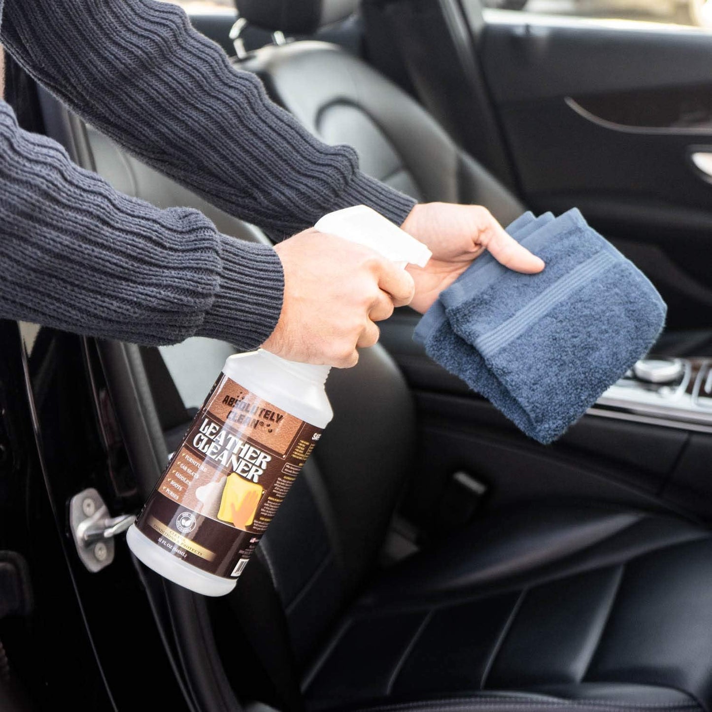Amazing Leather Cleaner/Conditioner/Deodorizer | Powerful, Natural Enzyme Cleaner | USA Made | Great for Leather & Vinyl, Furniture, Boots, Purses, Clothing & More Removes Stains Spray & Wipe (16oz)