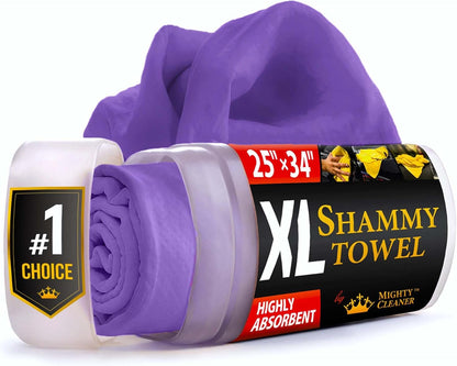 Premium XL Shammy Towel for Car - 2pk (34”x25”) - Super Absorbent Chamois Cloth - Spots & Scratch-Free - Reusable Car Drying Towels