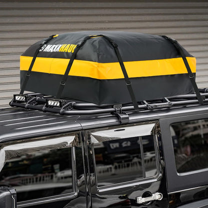 MaxxHaul Rooftop Cargo Bag 15 Cu Ft - Waterproof Universal Car Roof Carrier with Luggage Lock - No Rack Needed - Anti-Slip Mat - 100 lb Capacity - for Cars & SUV's (50719)