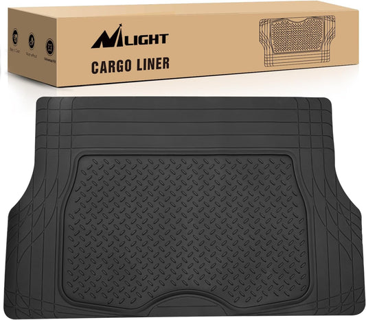 Nilight Rubber Cargo Mats for Cars Trucks SUVs,Universal Trim to fit for Most Vehicles,All Weather Protection Heavy Duty Cargo Liners