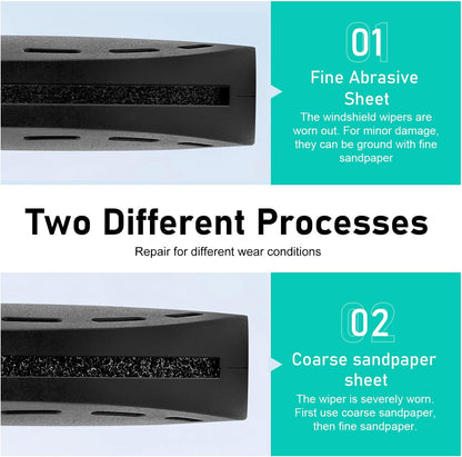 Car Wiper Blade Restorer, Windshield Wiper Regroover Tools with Coarse and Fine Abrasive Sheets, ABS Portable Windshield Wiper Blade Sanding Tool, Universal for Car, Truck, SUV (Black)
