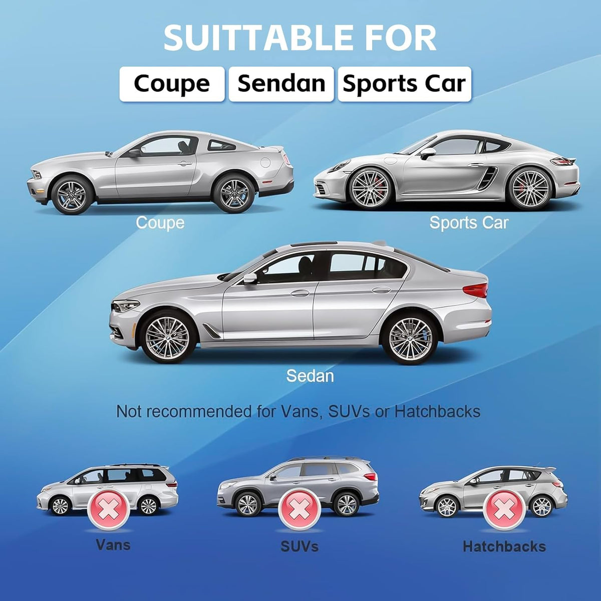 Car Cover Waterproof All Weather for Automobiles, Universal Fit Sedan Coupe Chevrolet Corvette/Camaro, Ford Mustang/Fusion, Honda Accord/Civic, KIA Optima, Hyundai Sonata, Nissan Maxima etc.