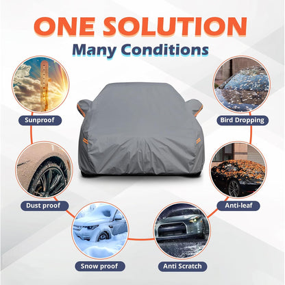 Coverlex Large Car Cover for SUV, Outdoor SUV Cover Universal Fit for Dodge Durango, Audi Q7, BMW X5, Benz GLE, Acura MDX, CX-9, VW Atlas, Jeep Grand Cherokee, Infiniti QX60, Length 201 Inches