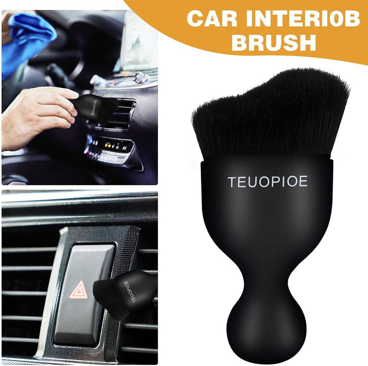 Car Interior Cleaning Brush, Car Duster Interior,Car Detailing Brush Dusting Brush,Car Interior Cleaning Tool, Auto Soft Hair Car Brush,Auto Interior Dust Brush for Air Vents(Brown)
