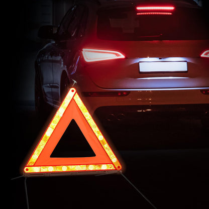 CARTMAN 3 Pack Warning Triangle Reflective Warning Road Safety Triangle Kit with Reinforced Cross Base and Carrying Case