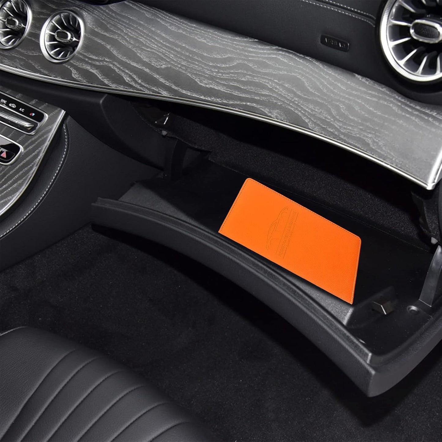 LumiMokki Premium Car Registration & Insurance Card Holder with Magnetic Shut, Vehicle Glove Box Car Organizer - For Documents, Cards, License (Black)