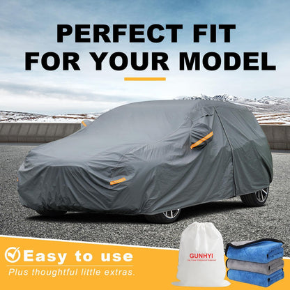 GUNHYI 16 Layers Car Cover Waterproof All Weather, Heavy Duty Outdoor Car Cover Universal Fit Sedan Toyota Camry, Tesla Model 3, Honda Accord, Nissan Altima, Kia K5/Stinger, Hyundai Sonata etc.