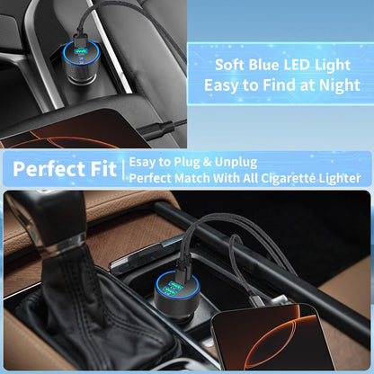 USB C Car Charger, Rombica 2Pack 3-Port 67W Dual PD USB-C&USB-A Car Power Cigarette Lighter USB Charger 3 in 1 PD/QC Type C Fast Car Charge for iPhone 17 17 Pro Max 16 15 14 13 12/Galaxy S26 S25/Pixel