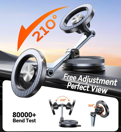 Coolpow for MagSafe Car Mount【Windshield+Vent+Dash】Magnetic Phone Holder for Car Phone Holder Mount Cell Phone Holders for Your Car Accessories Suction Phone Mount for Car Truck Stand for iPhone 17 16