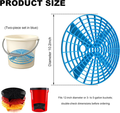 2PCS Car Wash Bucket Insert, Auto Washing Grit Trap Bucket Filter Removes Dirt & Debris, Car Dirt Guard Detailing & Cleaning Tool Fits 12 Inch Diameter or 3-5 Gallon Buckets (Black+Red)