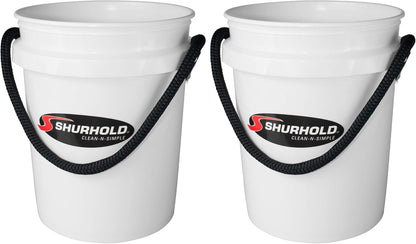 SHURHOLD 3.5 Gallon Heavy Duty World's Best Rope Handle Molded Plastic Bucket, for Boats, Cleaning, Fishing, Storage, and Refuse - White