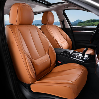 Coverado Seat Covers Full Set, Black Seat Covers for Cars 5 Seats, Car Seat Protector, Waterproof Nappa Leather Car Seat Cushion, Front and Rear Car Seat Cover Fit for Most Sedans SUV Pick-up Truck - Colors B
