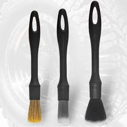 Detailing Brush Set -5 Different Sizes Premium Natural Boar Hair Mixed Fiber Plastic Handle Automotive Detail Brushes for Cleaning Wheels, Engine, Interior, Air Vents, Car, Motorcy