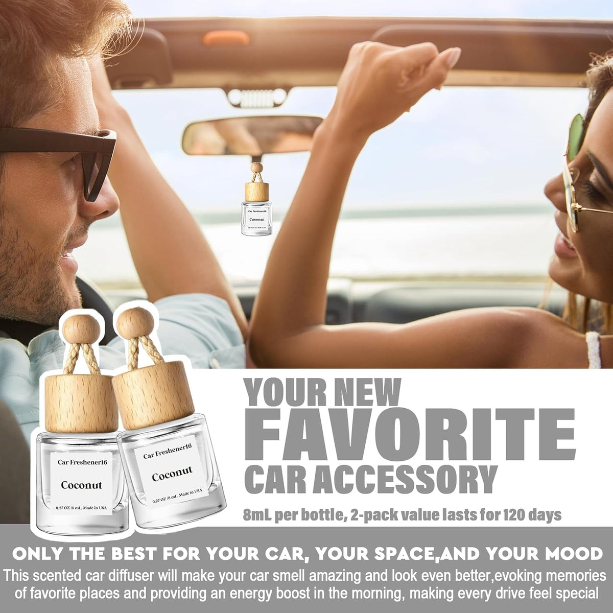 HoogaLife Car Air Freshener Diffuser 2 Pack Hanging Air Freshener Diffuser - Vanilla Cream Fragrance Oil Air D iffuser for Car, 45+ days Long Lasting Fragrance Made in USA C ar Air Fresheners (V54)